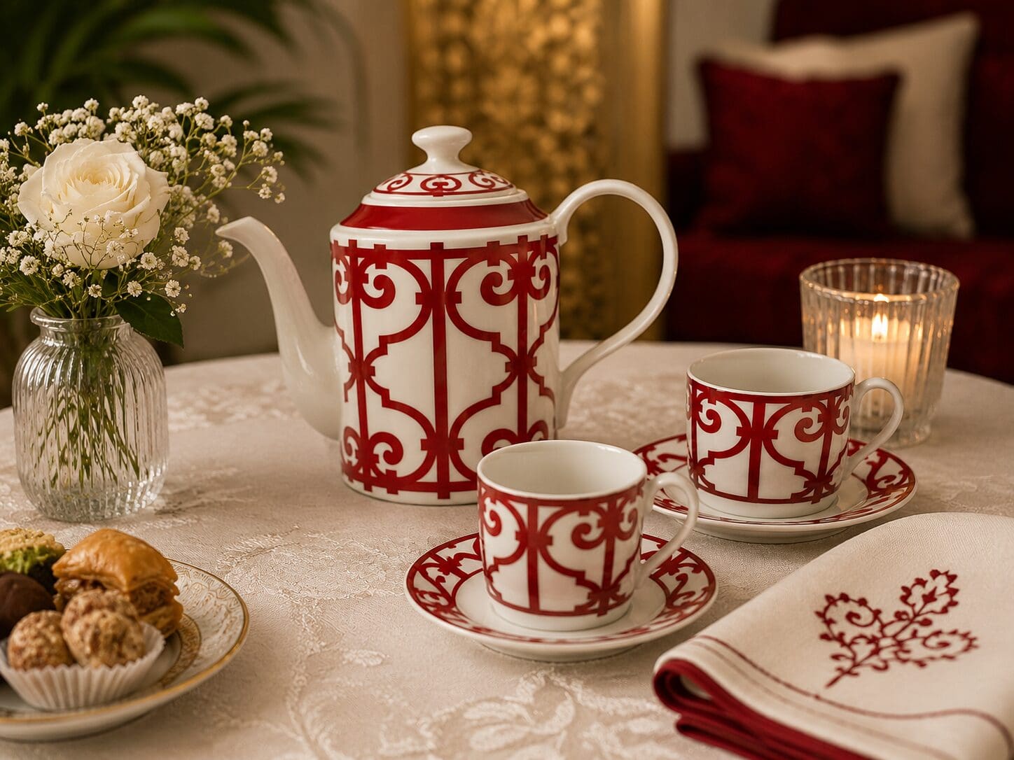 0228 Premium Tea Serving Set – Teapot with 2 Cups